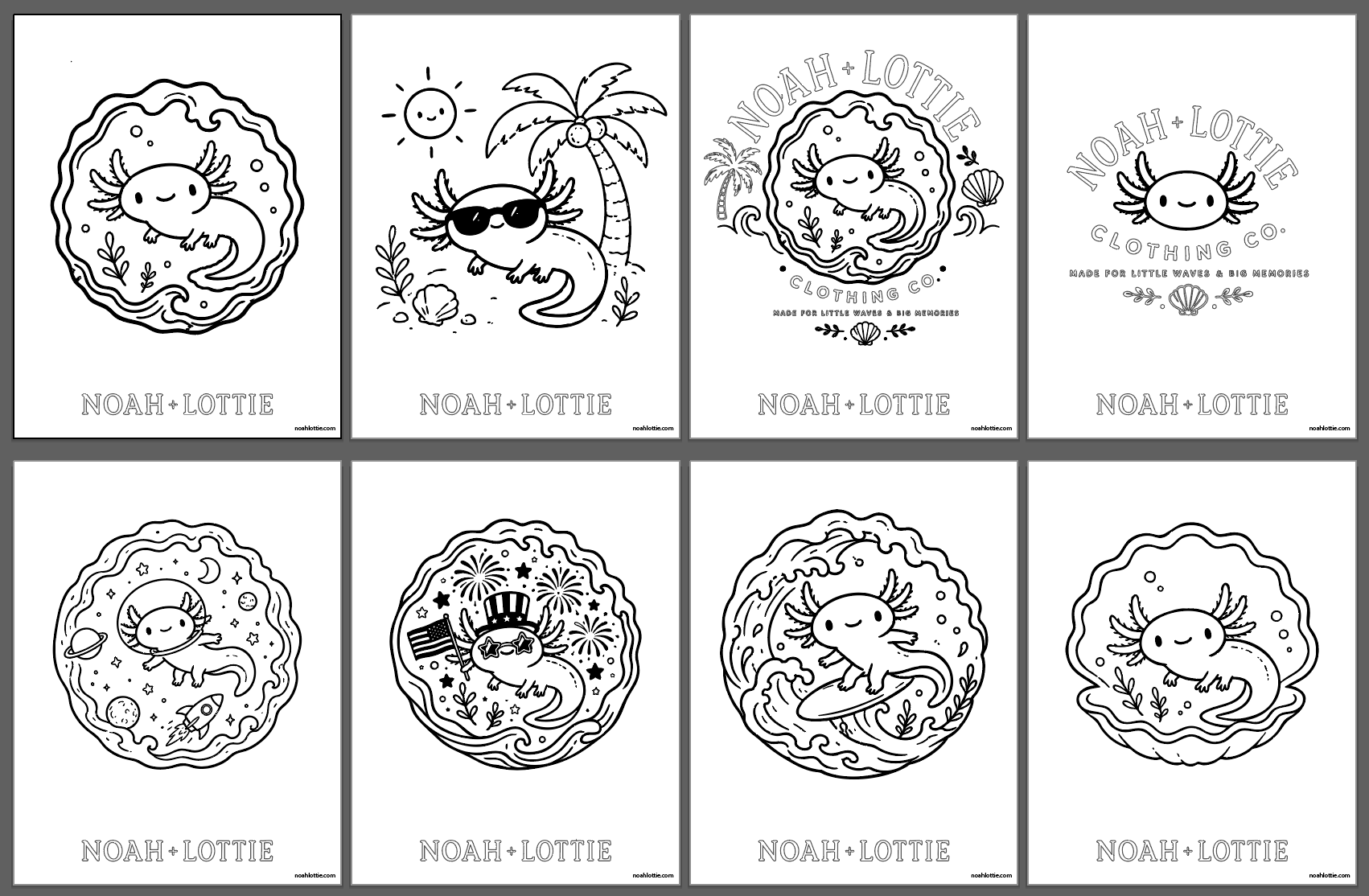 Noah + Lottie Coloring Pages Digital Download